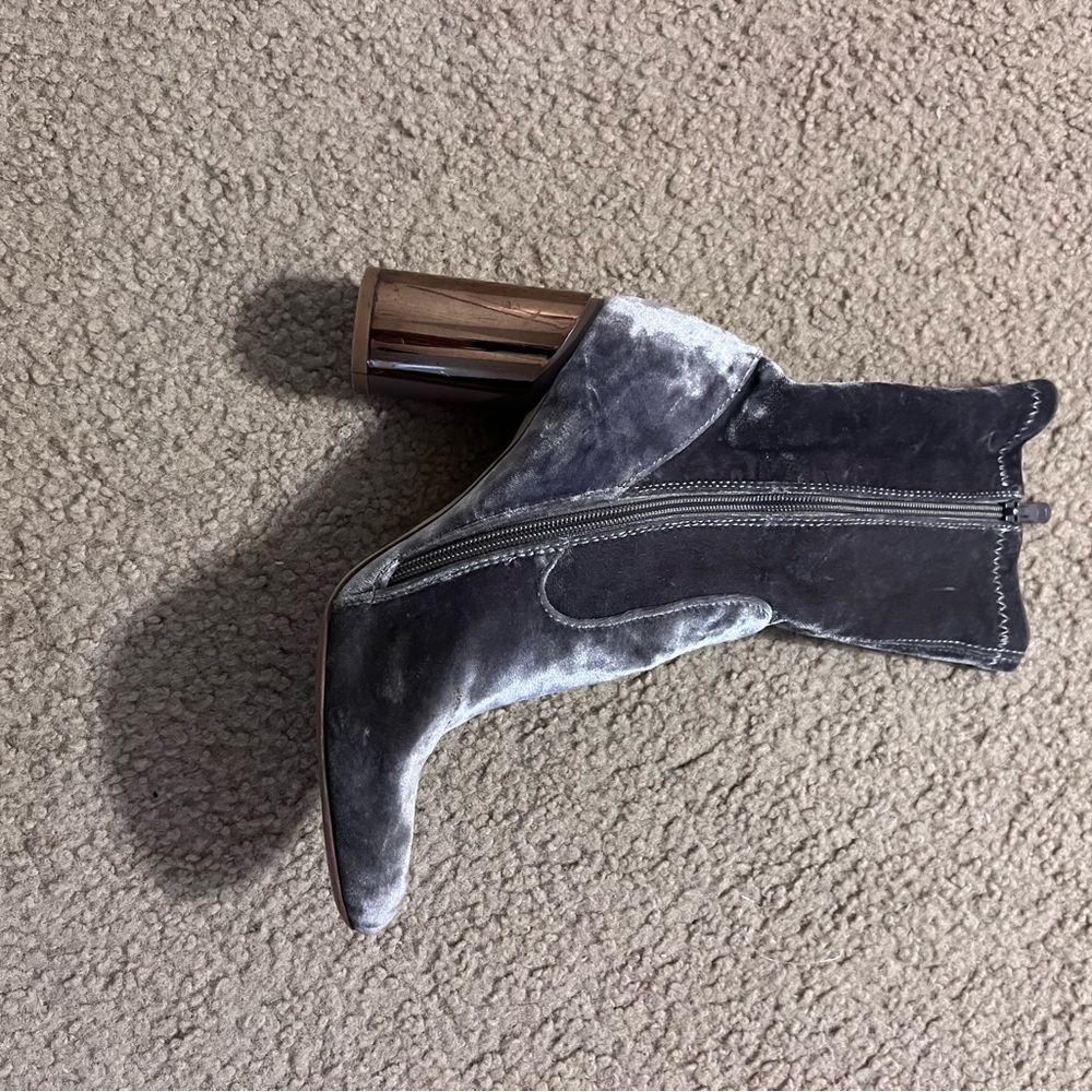 Public Desire Gray Velvet Ankle Boots with rose Heel